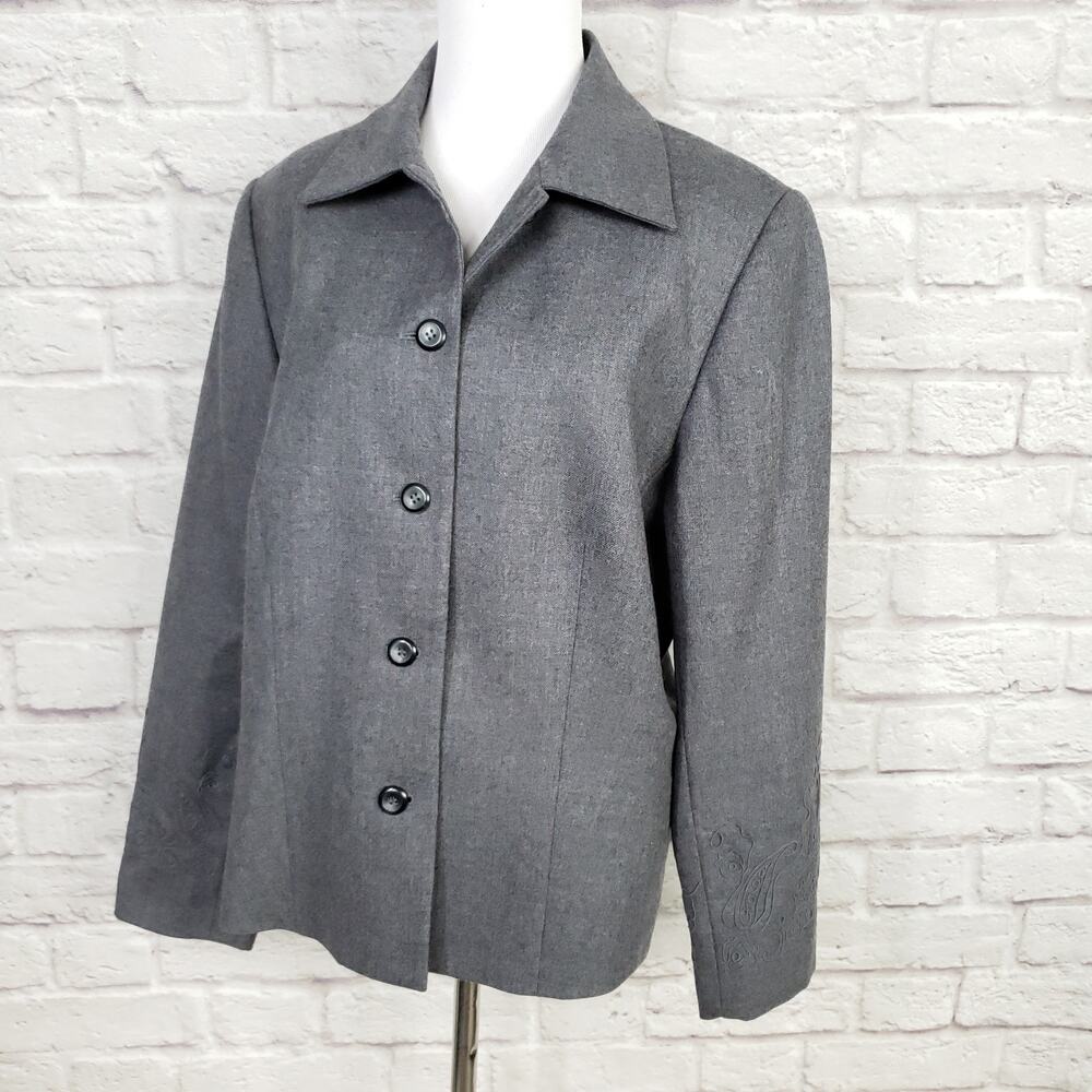 Pendleton Gray Wool Blazer Jacket Embroidered Sou… - image 5